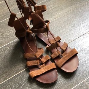 Topshop Suede Brown Gladiator Sandals